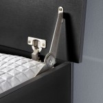 Home Source Malmo Ottoman Storage Box – Toy and Blanket Chest, Black, Hinged Safety Lid, Flat-Pack